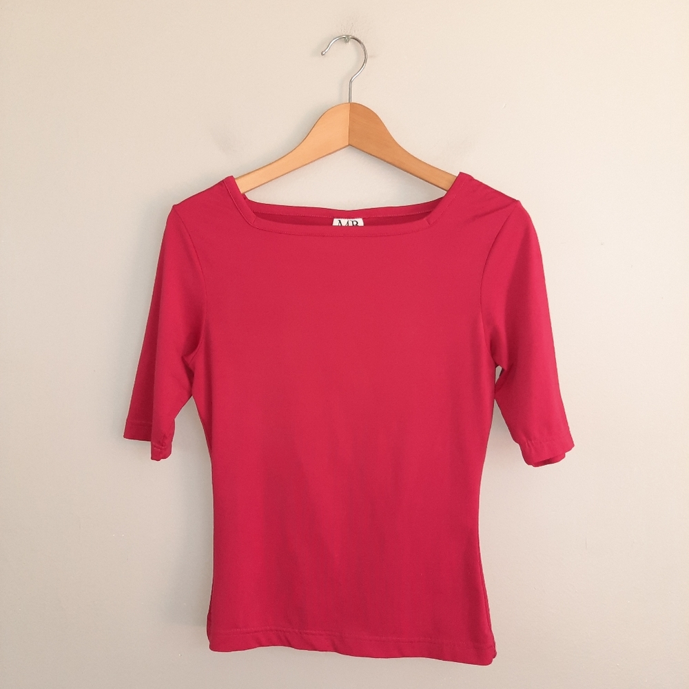 MB Designs by MBSC Red Square Neck Top
